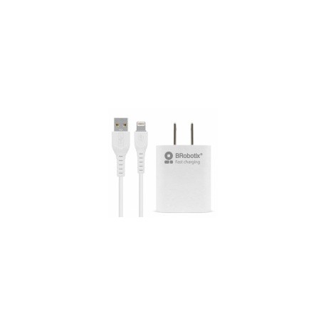 BRobotix Cargador de Pared 6001349, 5V, 1x USB-A, Blanco ― incluye Cable USB A - LightningMEDI SOL
