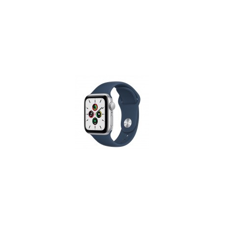 Apple Watch SE GPS, Caja de Aluminio Color Plata de 40mm, Correa Deportiva Color Azul AbismoMEDI SOL