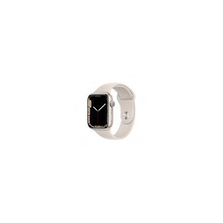 Apple Watch Series 7 GPS, Caja de Aluminio Color Blanco Estelar de 45mm, Correa Deportiva BlancoMEDI SOL