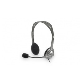 Logitech Audífonos con Micrófono H111, Alámbrico, 1.8 Metros, 3.5mm, Gris