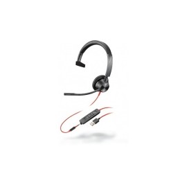 Poly Audífonos con Micrófono Blackwire 3315 Microsoft, Alámbrico, USB-A, Negro/Rojo