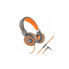 Steren Audífonos con Micrófono AUD-222, Alámbrico, 3.5mm, Gris/Naranja