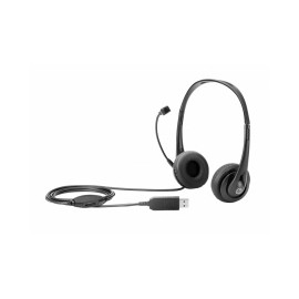 HP Audífonos con Micrófono T1A67AA, Alámbrico, USB, Negro