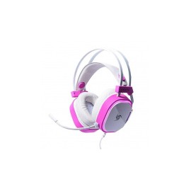 VSG Audífonos Gamer Gemini, Alámbrico, 2.1 Metros, 3.5mm/USB 2.0, Rosa/Blanco