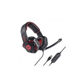 Steren Audífonos Gamer AUD-555, Alámbrico, 2 Metros, USB, Negro/Rojo