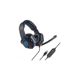 Steren Audífonos Gamer AUD-555, Alámbrico, 2 Metros, USB, Negro/Azul