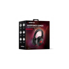 Redlemon Audífonos Gamer M1000 para PC/Nintendo Switch/Xbox Series X/S/PS4, Alámbrico, 2 Metros, 3.5mm, Negro