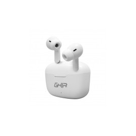 Ghia Audífonos Intrauriculares con Micrófono TWS-2, Inalámbrico, Bluetooth, USB-C, Blanco