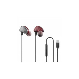 Steren Audífonos Intrauriculares con Micrófono AUD-385, Alámbrico, USB-C, Rojo/Negro