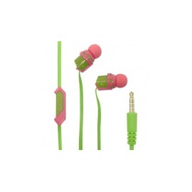 Steren Audífonos Intrauriculares con Micrófono AUD-067, Alámbrico, 1.20 Metros, 3.5mm, Verde/Rosa