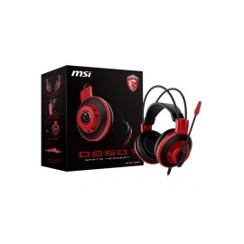 MSI Audífonos Gamer DS501, Alámbrico, 2.1 Metros, 3.5mm, Negro/Rojo