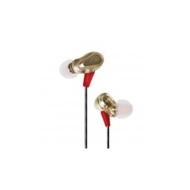 Maxell Audífonos Intrauriculares con Micrófono EB-PRO M2, Alámbrico, 3.5mm, Dorado/Rojo