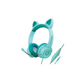 HyperGear Audífonos Gamer para Niños Kombat Kitty, Alámbrico, 1.8 Metros, 3.5mm, Turquesa