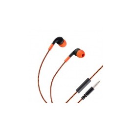 Steren Audífonos Intrauriculares con Micrófono Fit, Alámbrico, 3.5mm, Negro/Naranja