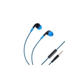 Steren Audífonos Intrauriculares con Micrófono Fit, Alámbrico, 3.5mm, Negro/Azul