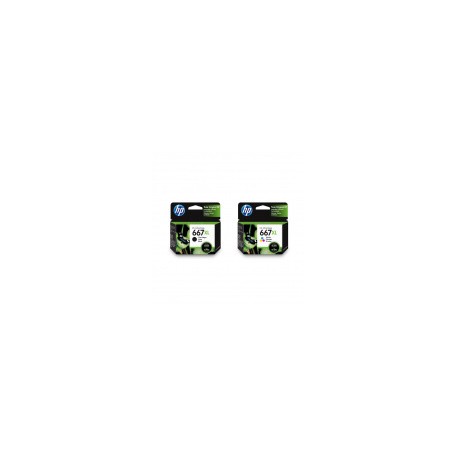 Combo de 2 Cartuchos de Tinta: HP 667 XL Negra + 667 XL Tri Color para HP DeskJet Ink AdvantageMEDI SOL